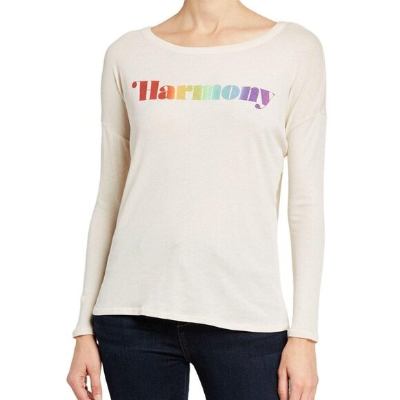 Chaser Harmony Rainbow Pride Long Sleeve Top S NWT | Graphic Lounge Shirt Cotton - Picture 6 of 6